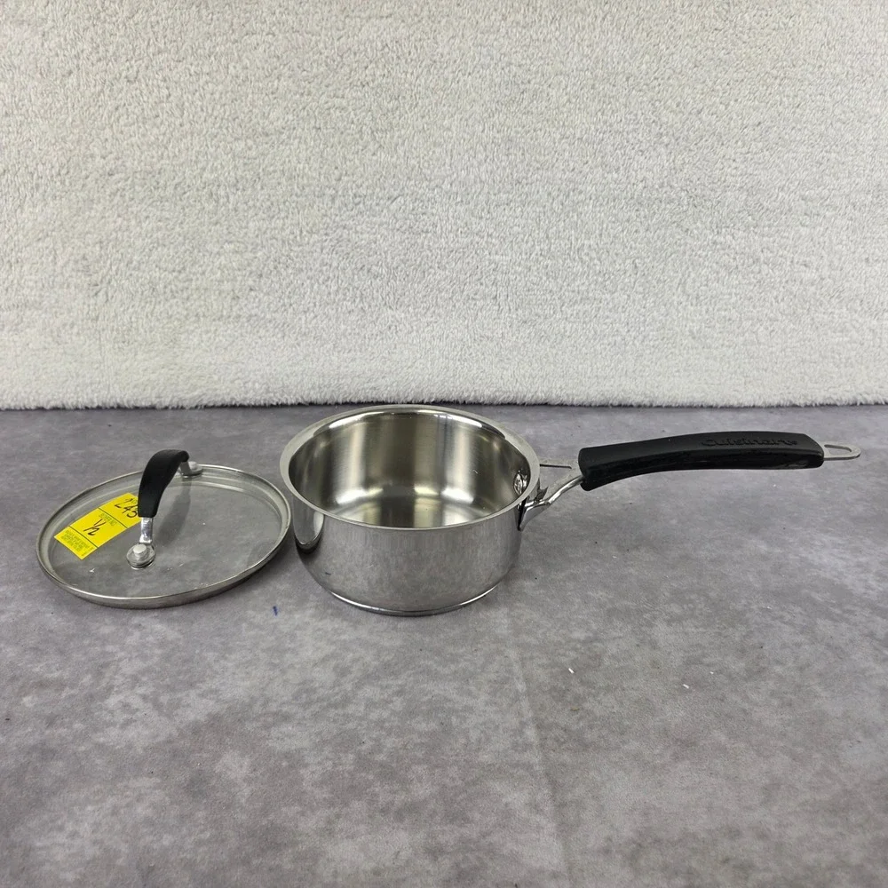 Cuisinart 8619-14 Stainless Steel 1 Qt Saucepan with Glass Lid Silver Black